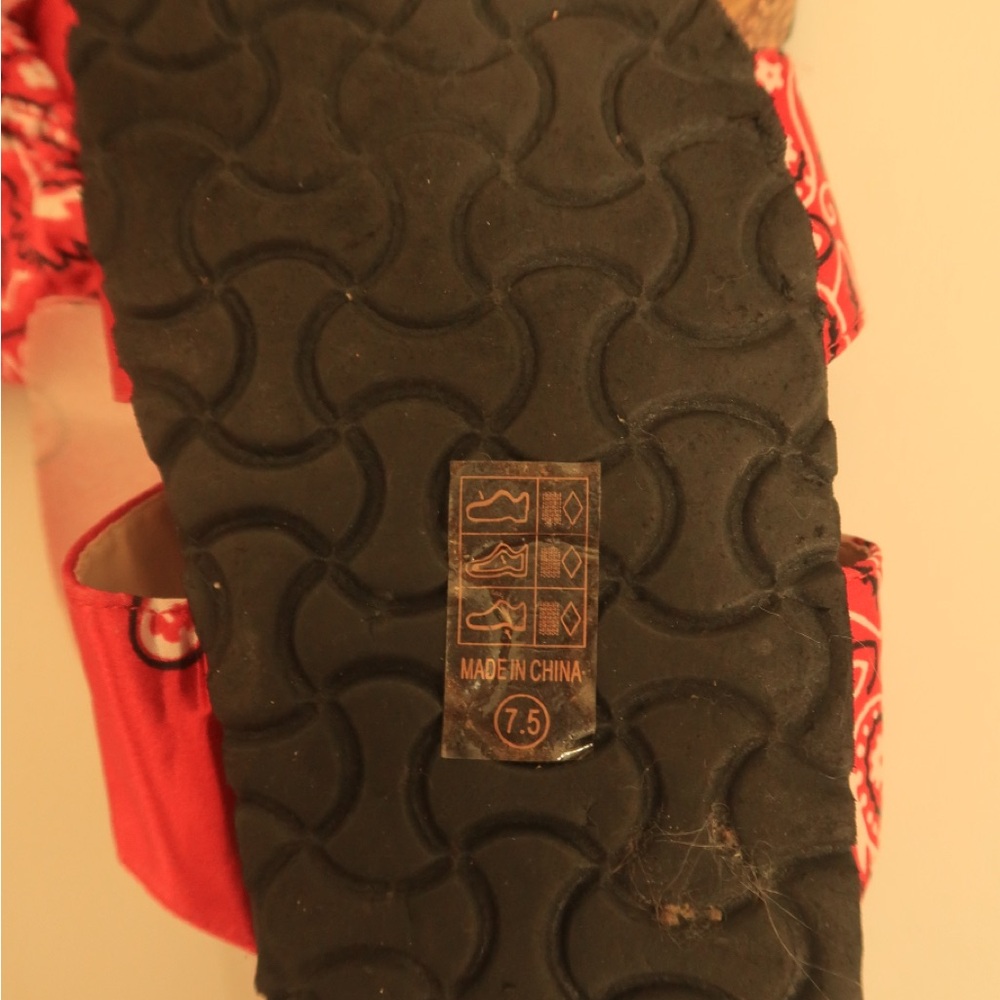 Red Bandana Slide Sandals - Women's Casual Slip-On - Picture 7 of 7